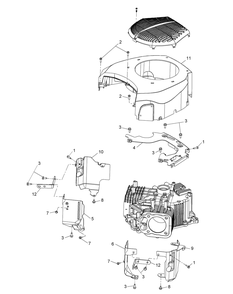 Kohler Kt745-3001 Blower Housing And Baffles Diagram and Parts List for XT2-GX54KH (14A7A3CA010)(2015) Cub Cadet Lawn Tractor